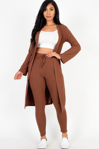 Ribbed Long Cardigan & Leggings Set - Wear Arielle