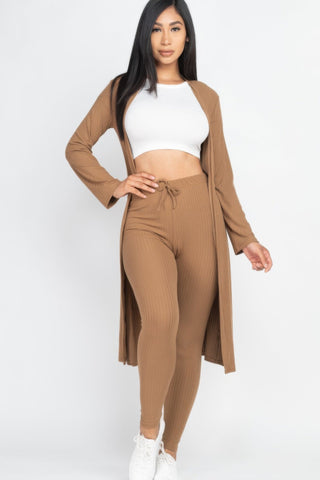 Ribbed Long Cardigan & Leggings Set - Wear Arielle