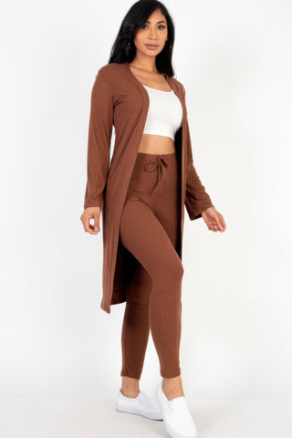Ribbed Long Cardigan & Leggings Set - Wear Arielle