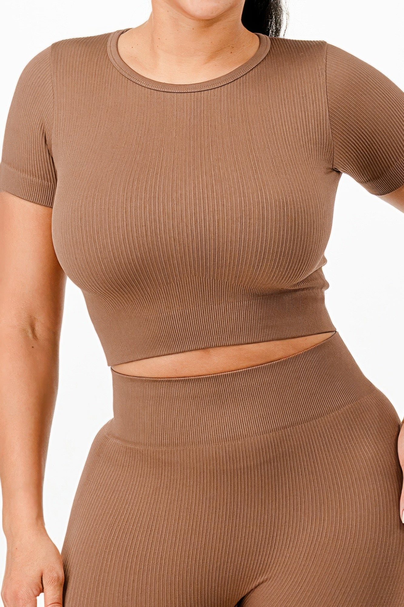Ribbed Seamless T-shirt And Leggings Set - Wear Arielle