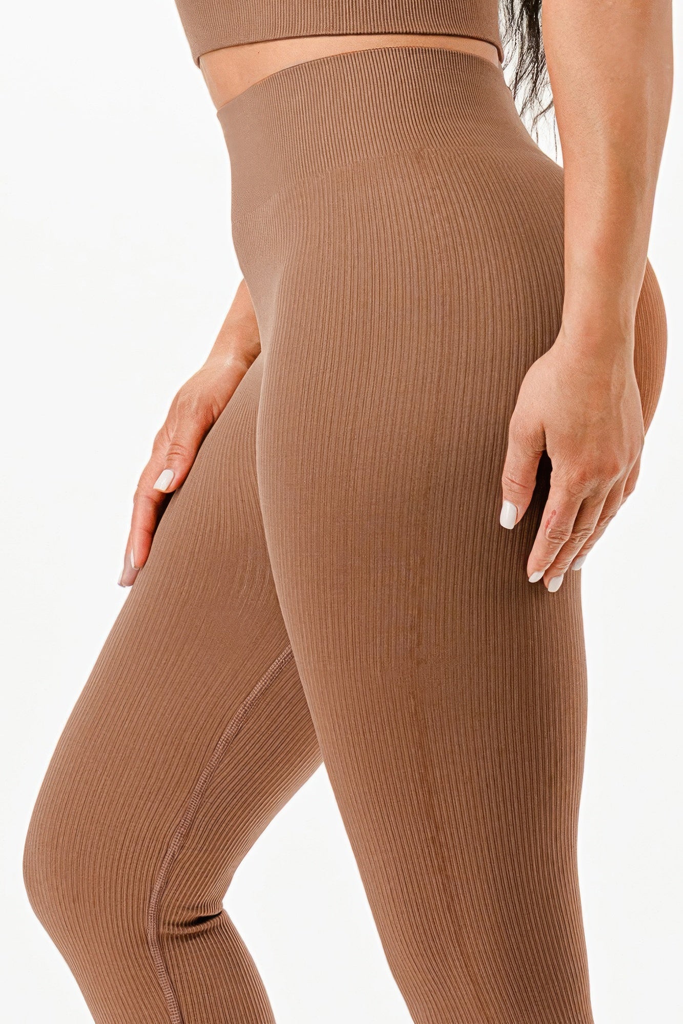 Ribbed Seamless T-shirt And Leggings Set - Wear Arielle
