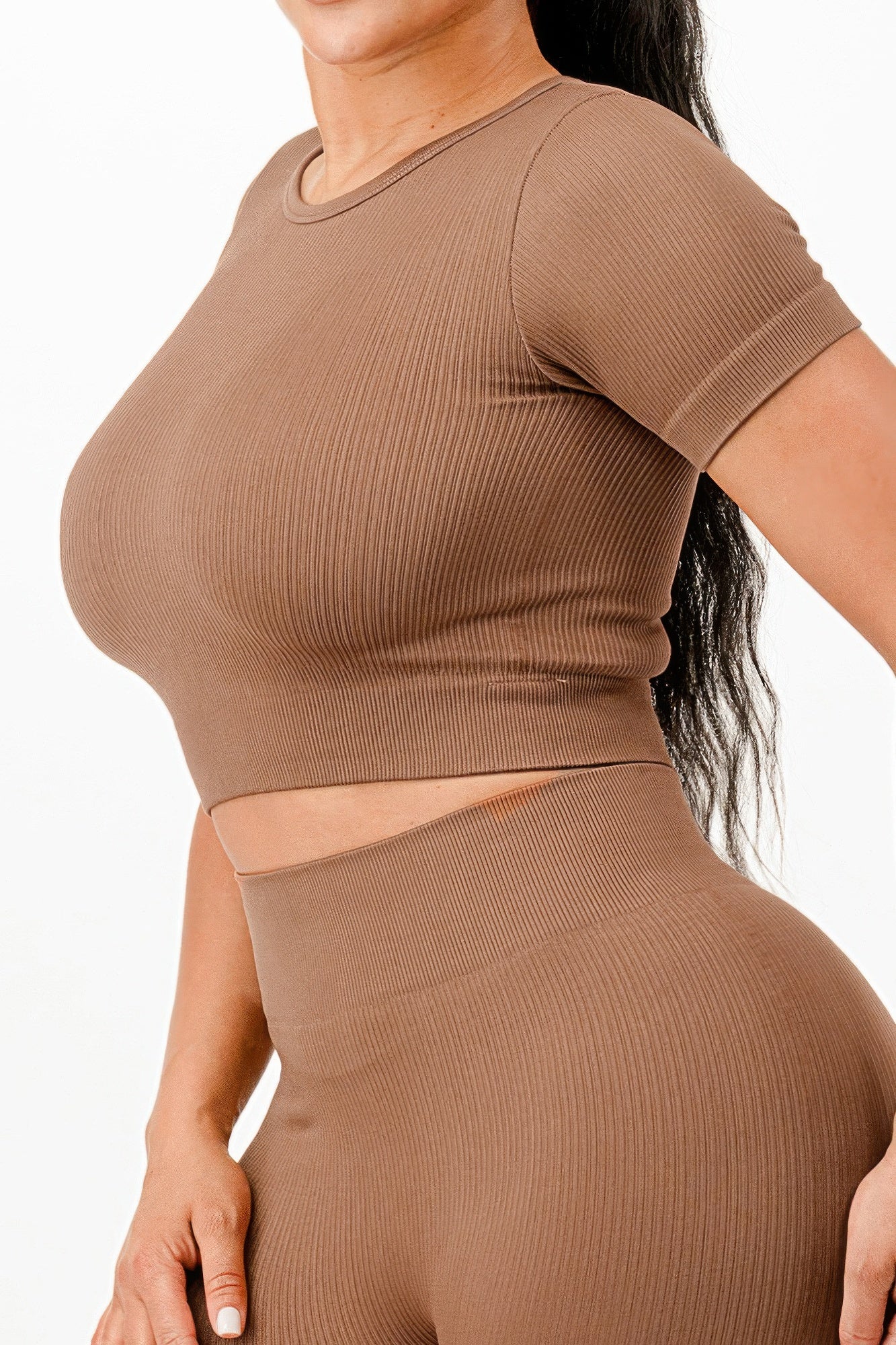 Ribbed Seamless T-shirt And Leggings Set - Wear Arielle
