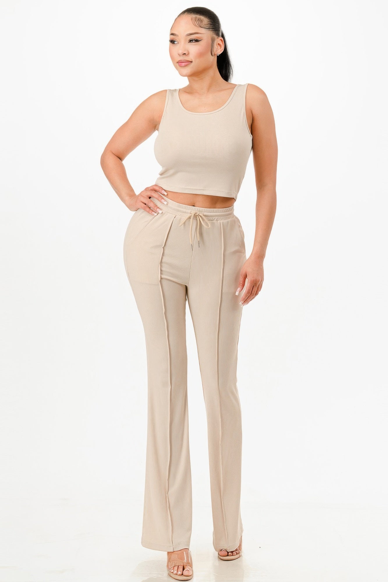Ribbed Tank Top And Pant Set - Wear Arielle