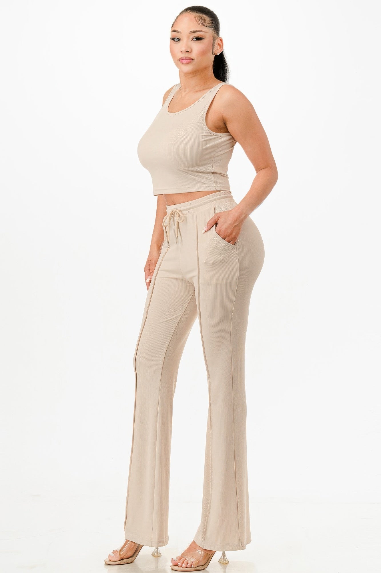 Ribbed Tank Top And Pant Set - Wear Arielle