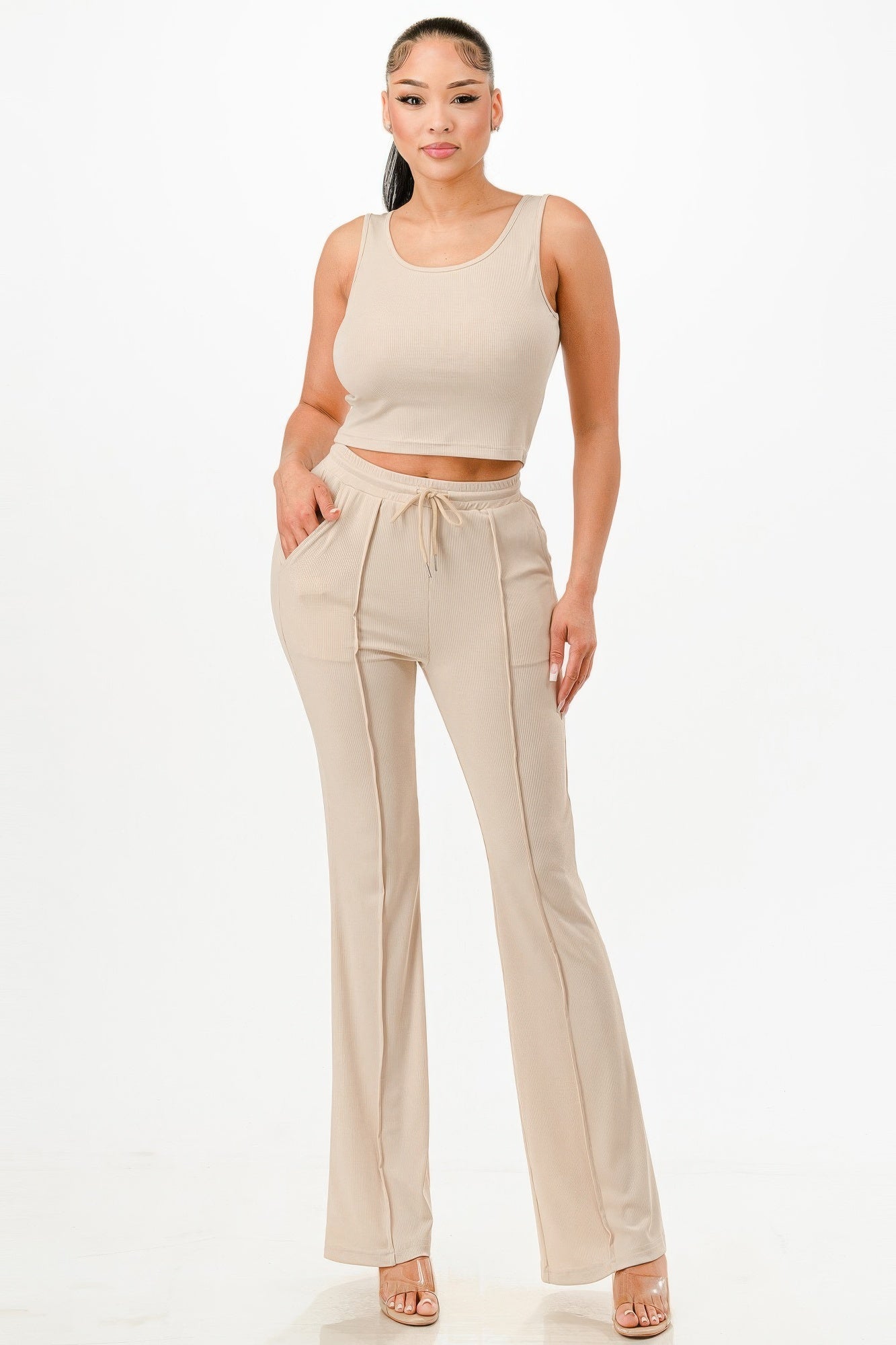 Ribbed Tank Top And Pant Set - Wear Arielle