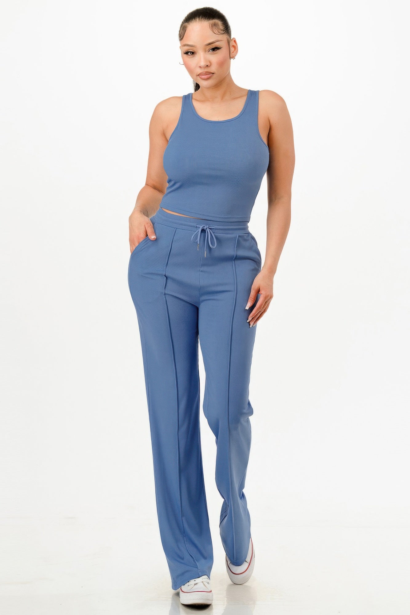 Ribbed Tank Top And Pant Set - Wear Arielle