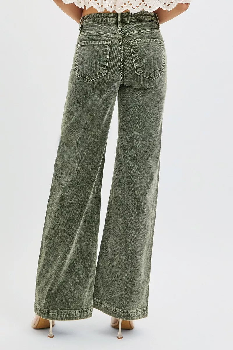 RISEN Full Size High Rise Wide Leg Corduroy Jeans Plus Size - Wear Arielle