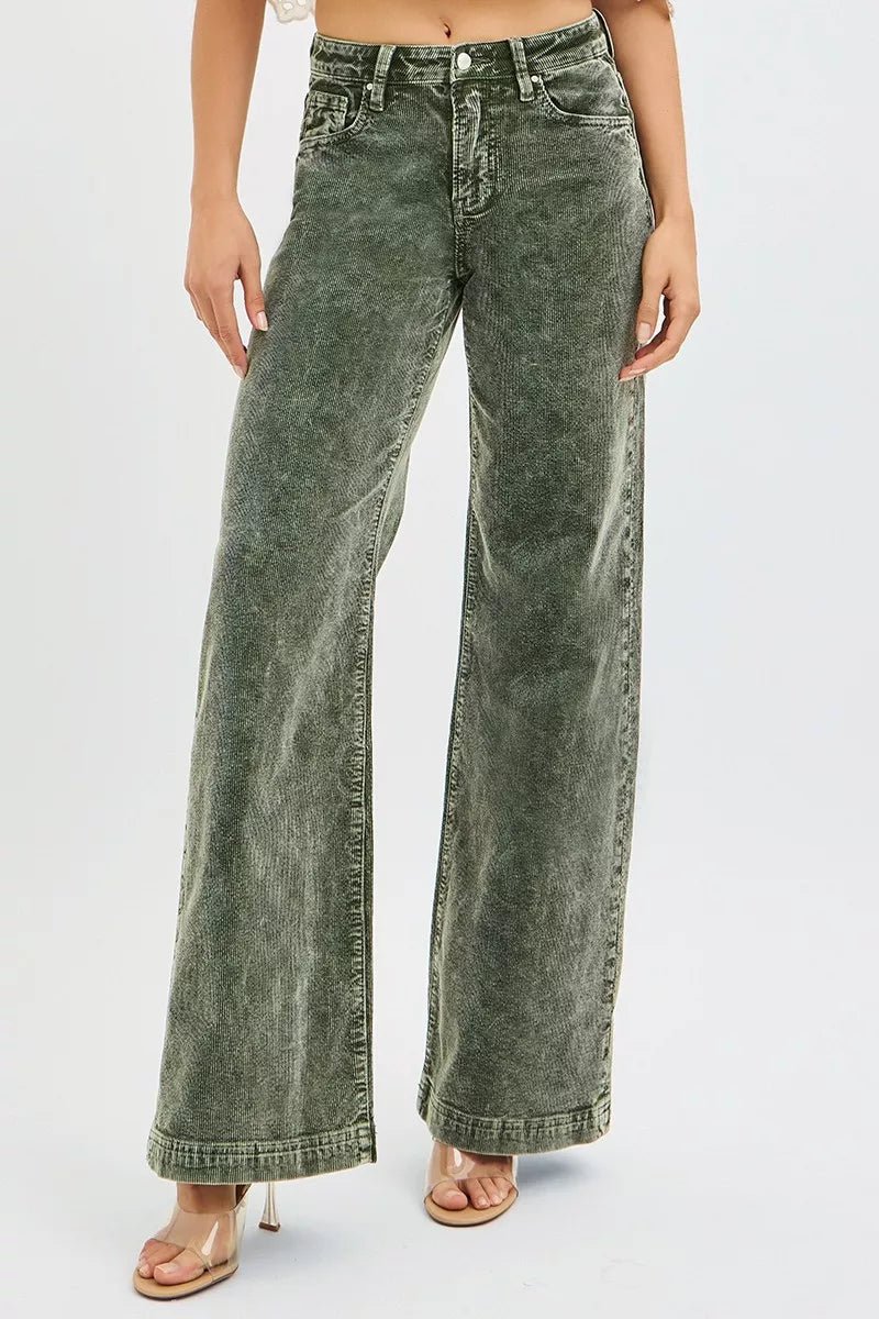 RISEN Full Size High Rise Wide Leg Corduroy Jeans Plus Size - Wear Arielle