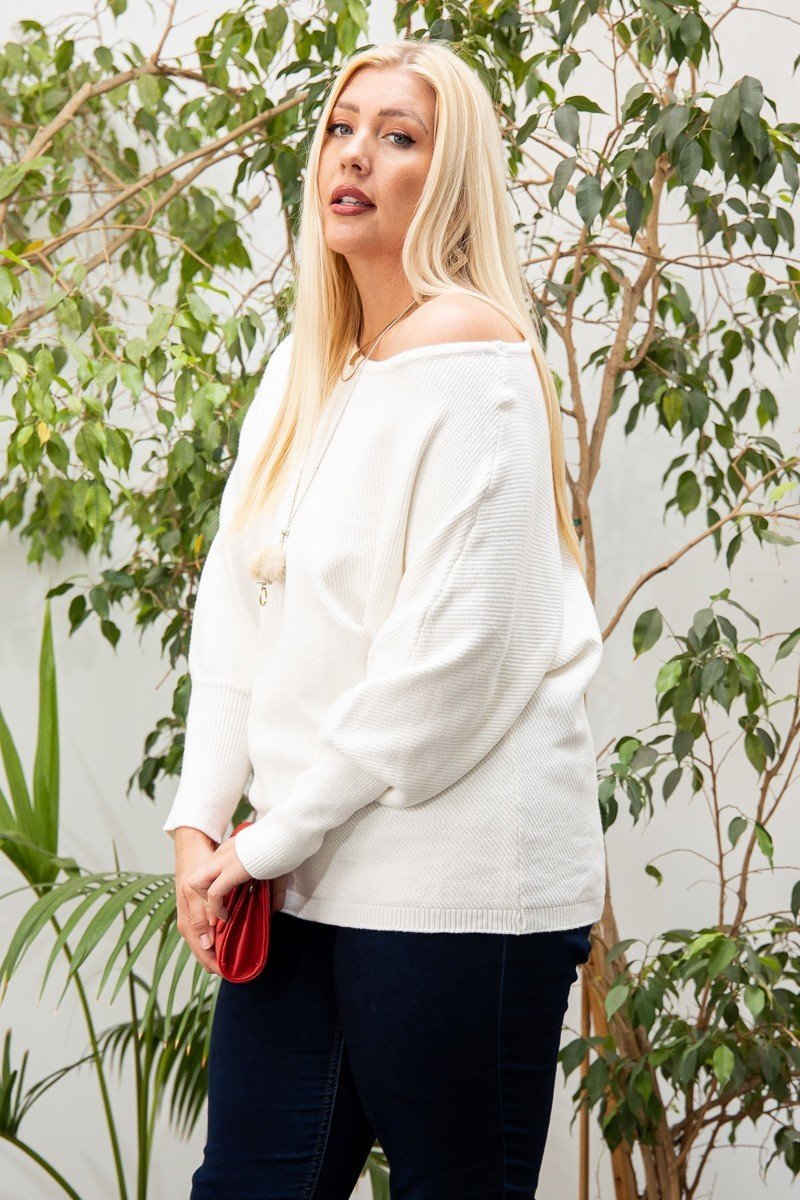 Round Neck Long Sleeve Solid Sweater - Wear Arielle