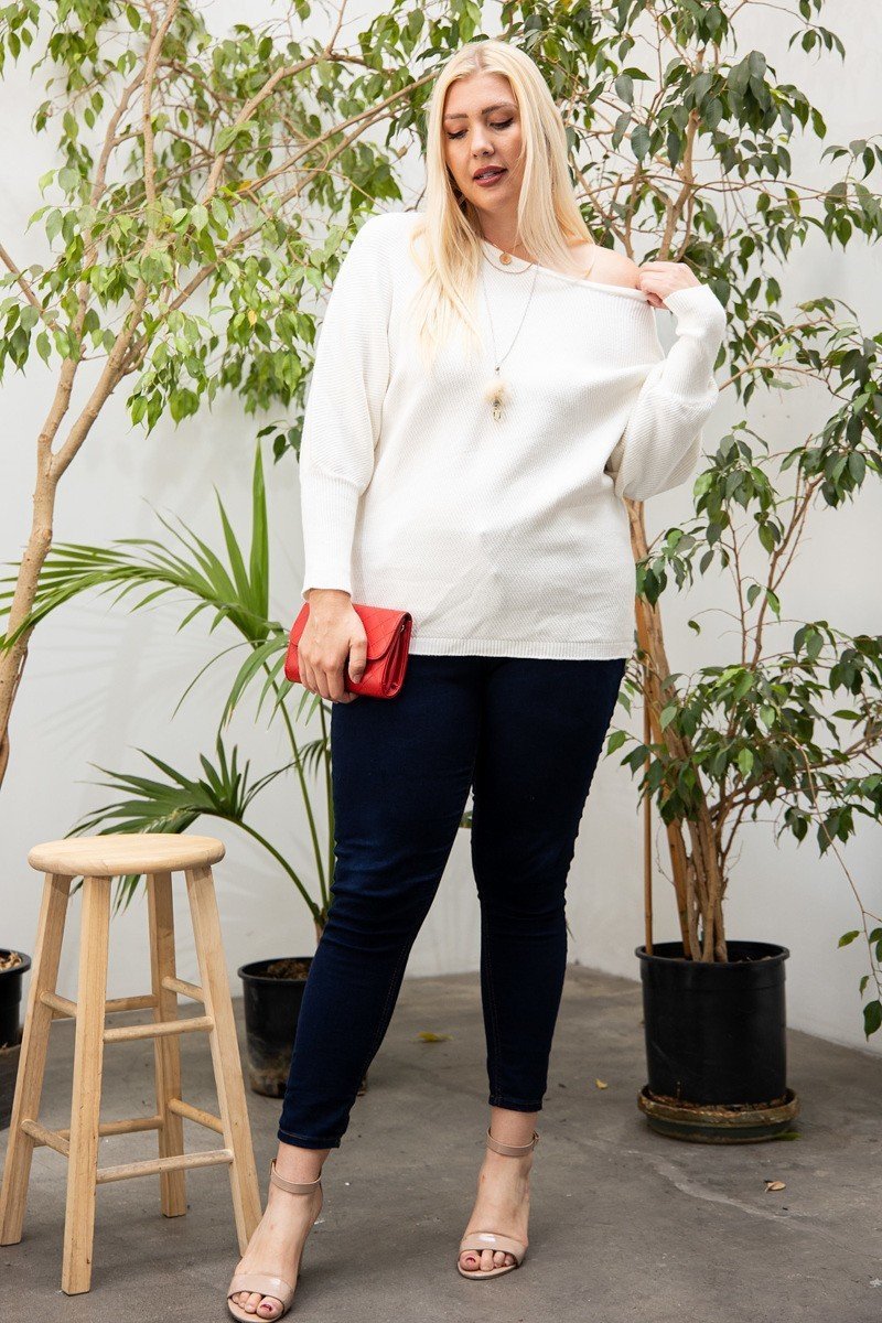 Round Neck Long Sleeve Solid Sweater - Wear Arielle