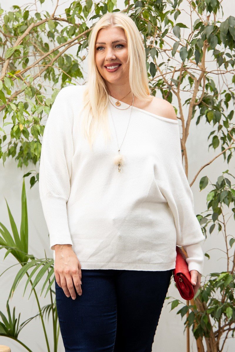 Round Neck Long Sleeve Solid Sweater - Wear Arielle