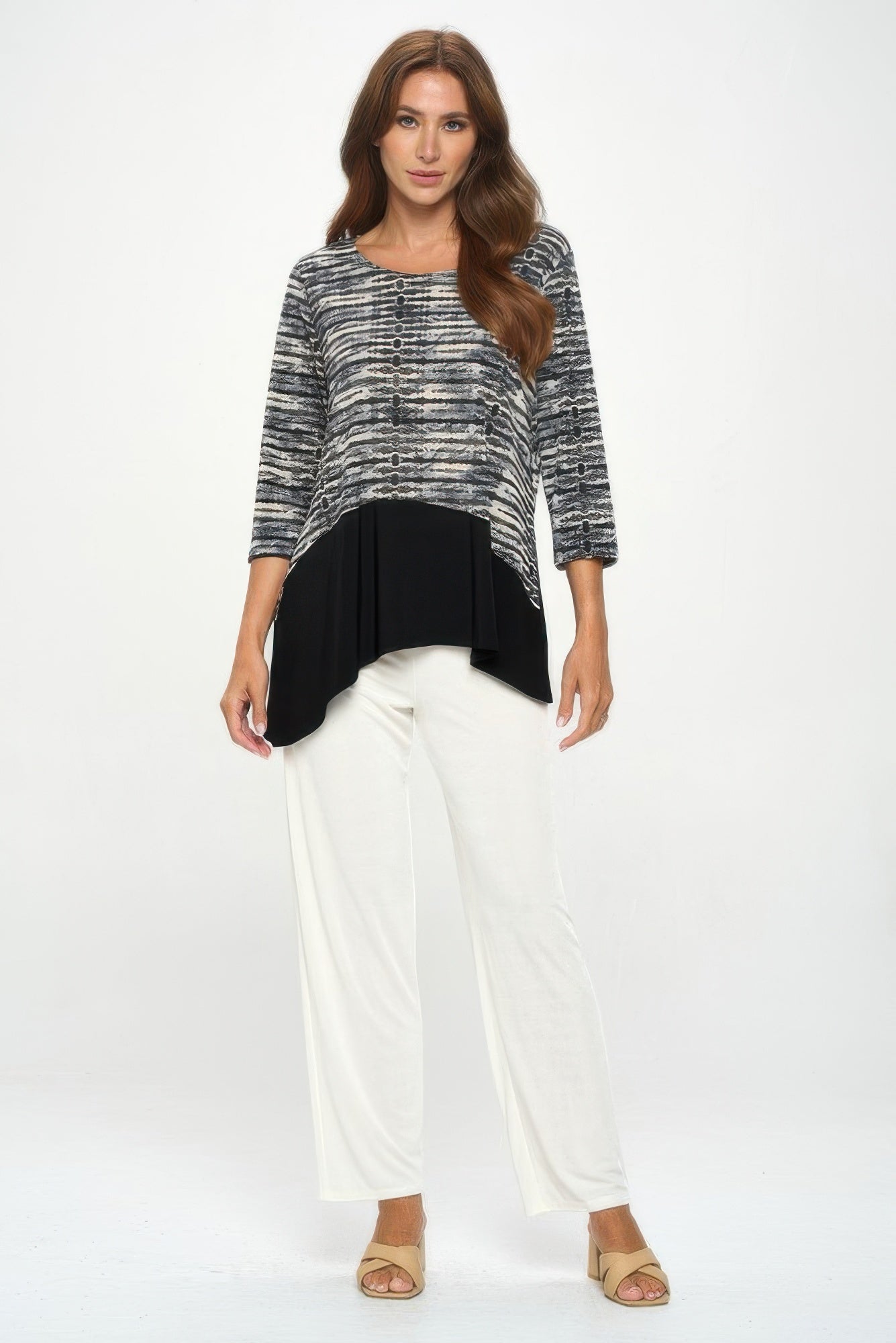 Round Neck Quarter Sleeve Top - Wear Arielle