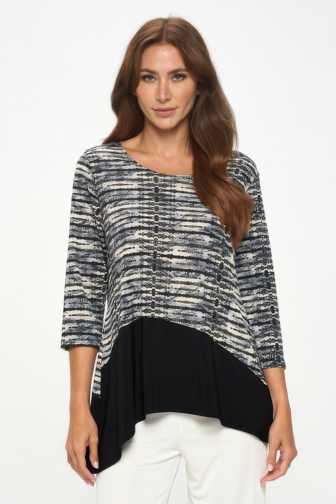 Round Neck Quarter Sleeve Top - Wear Arielle