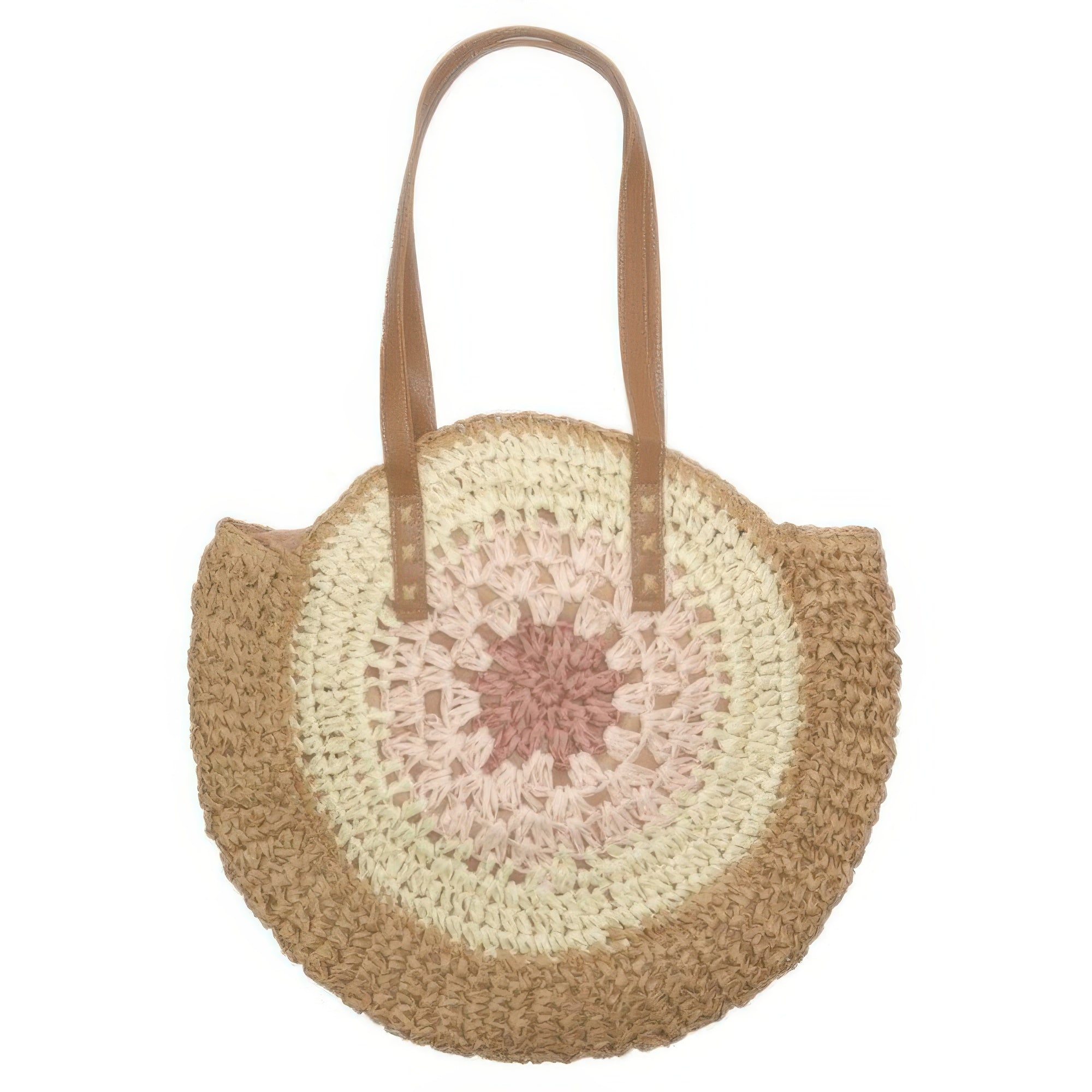 Round Straw Patterned Woven Shoulder Bag 16l - Wear Arielle