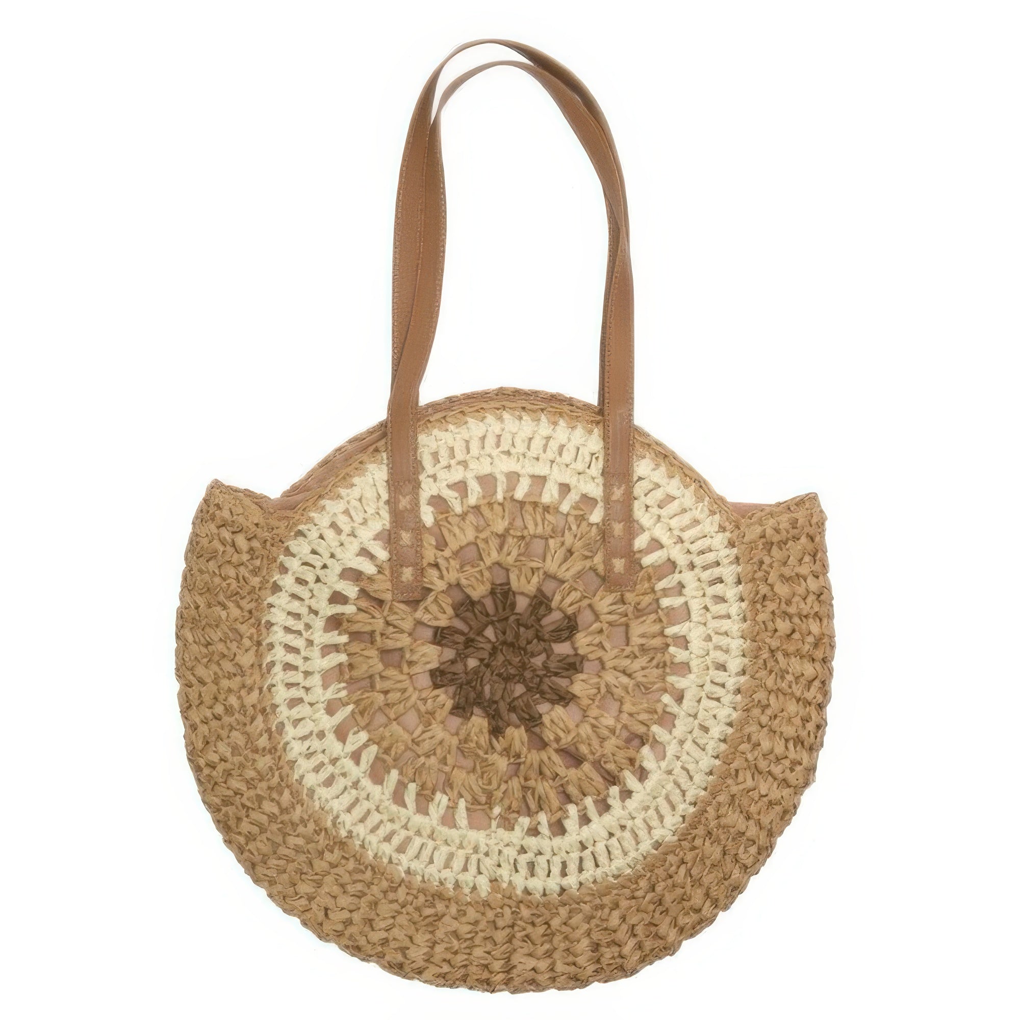 Round Straw Patterned Woven Shoulder Bag 16l - Wear Arielle