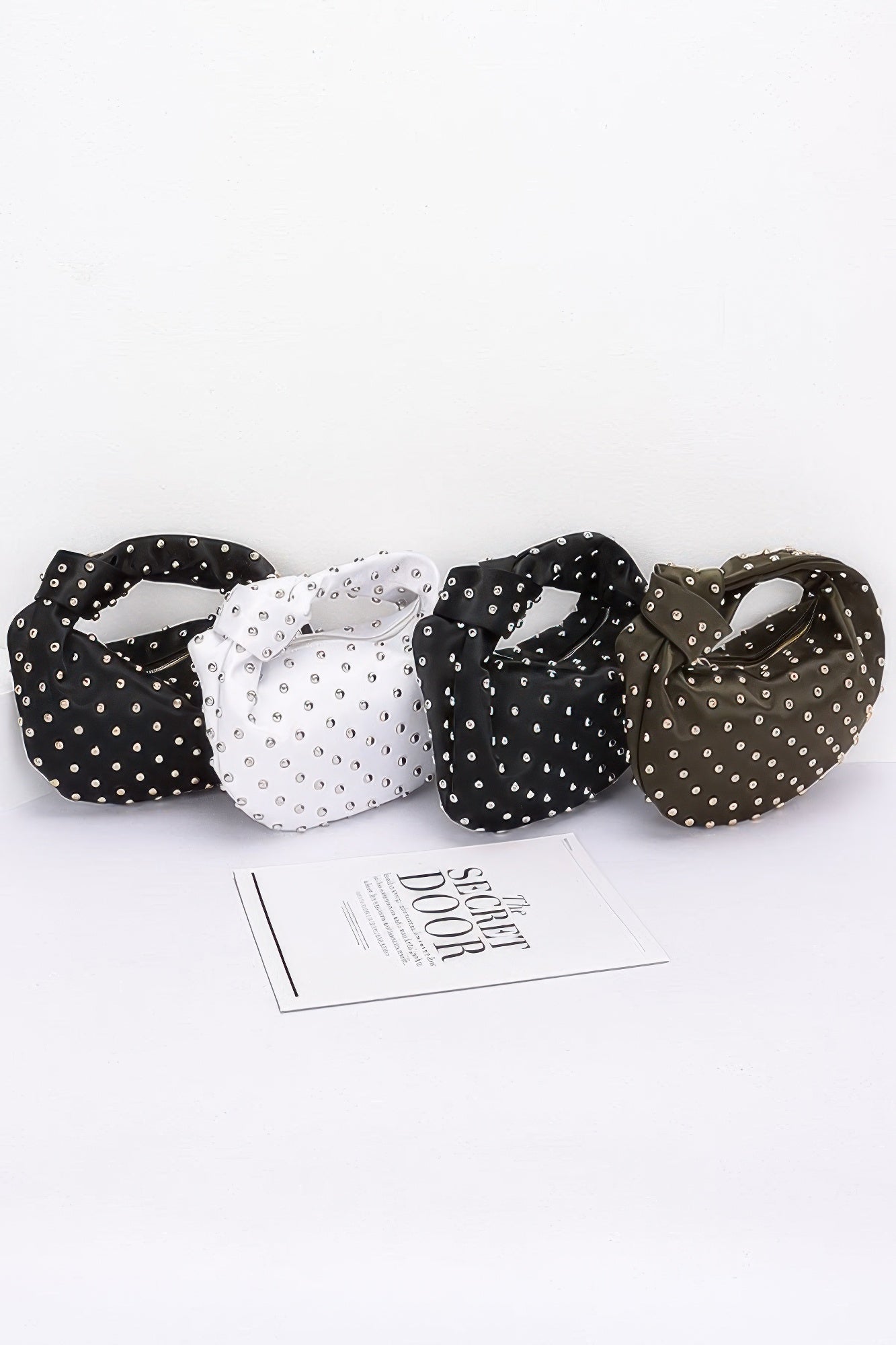 Satin Metal Studded Hobo Bag - Wear Arielle