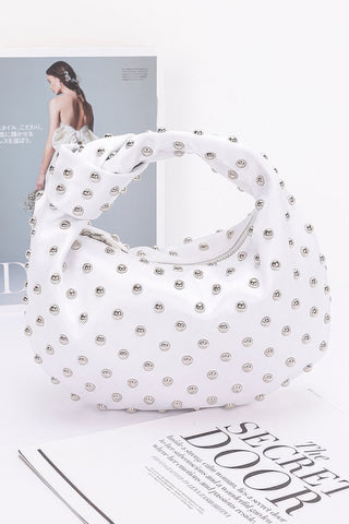 Satin Metal Studded Hobo Bag - Wear Arielle