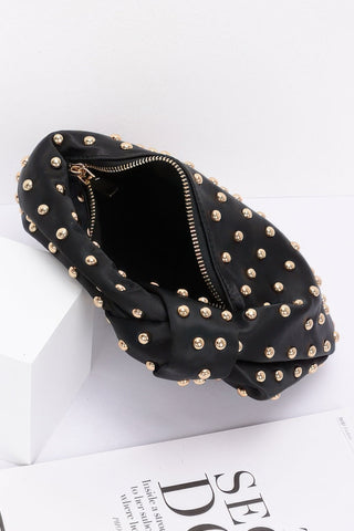 Satin Metal Studded Hobo Bag - Wear Arielle