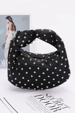 Satin Metal Studded Hobo Bag - Wear Arielle