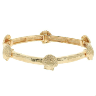 Scallop Shell Hammered Finish Stretch Bracelet - Wear Arielle