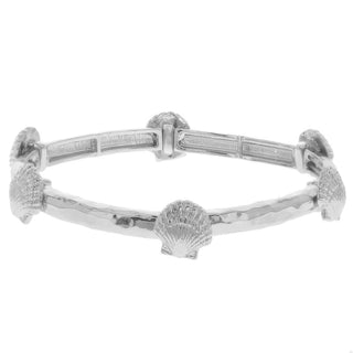 Scallop Shell Hammered Finish Stretch Bracelet - Wear Arielle