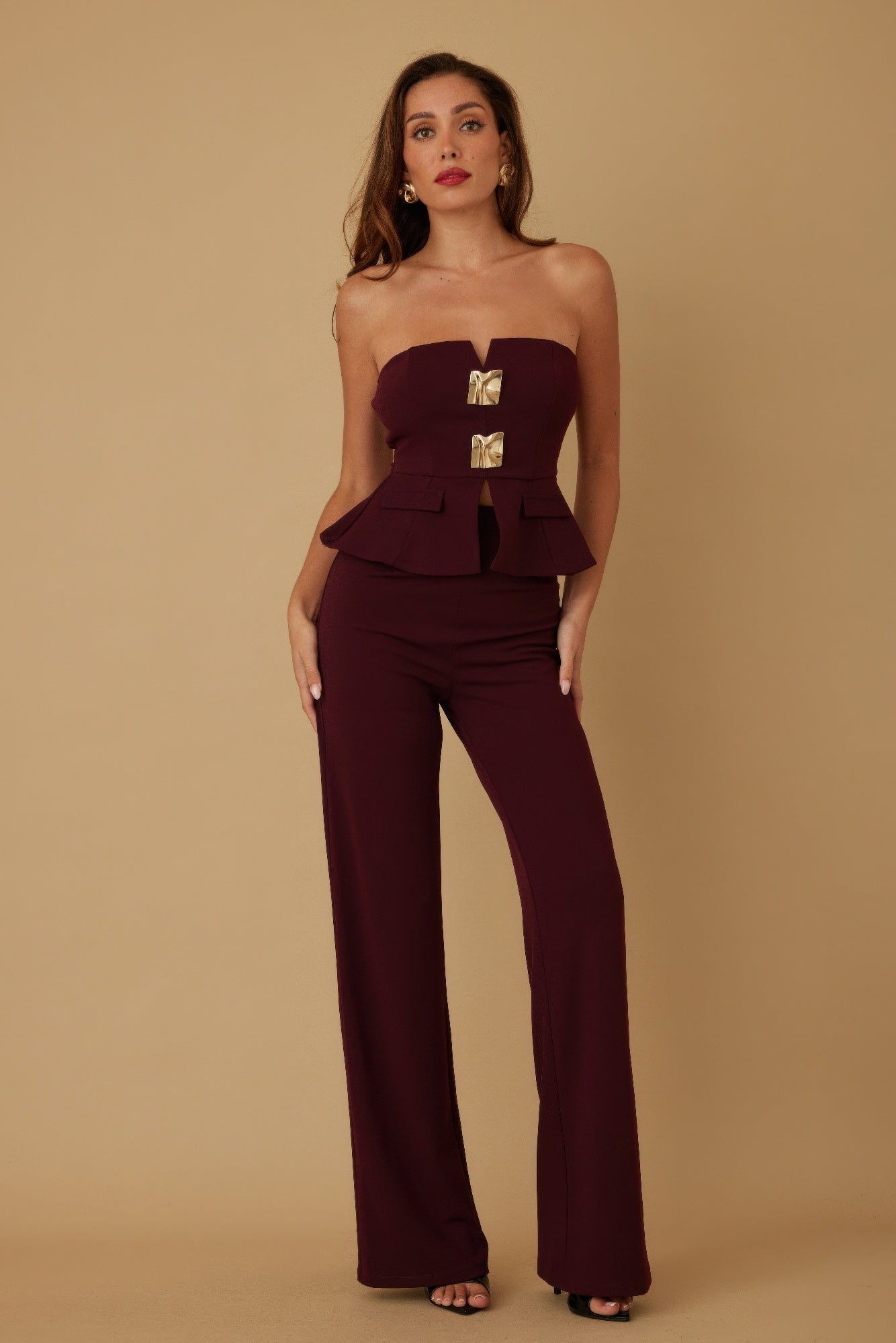 Scrunched Golden Stone Strapless Sets - Wear Arielle