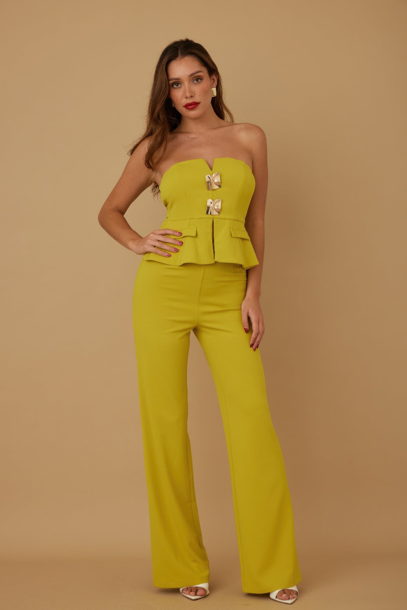 Scrunched Golden Stone Strapless Sets - Wear Arielle