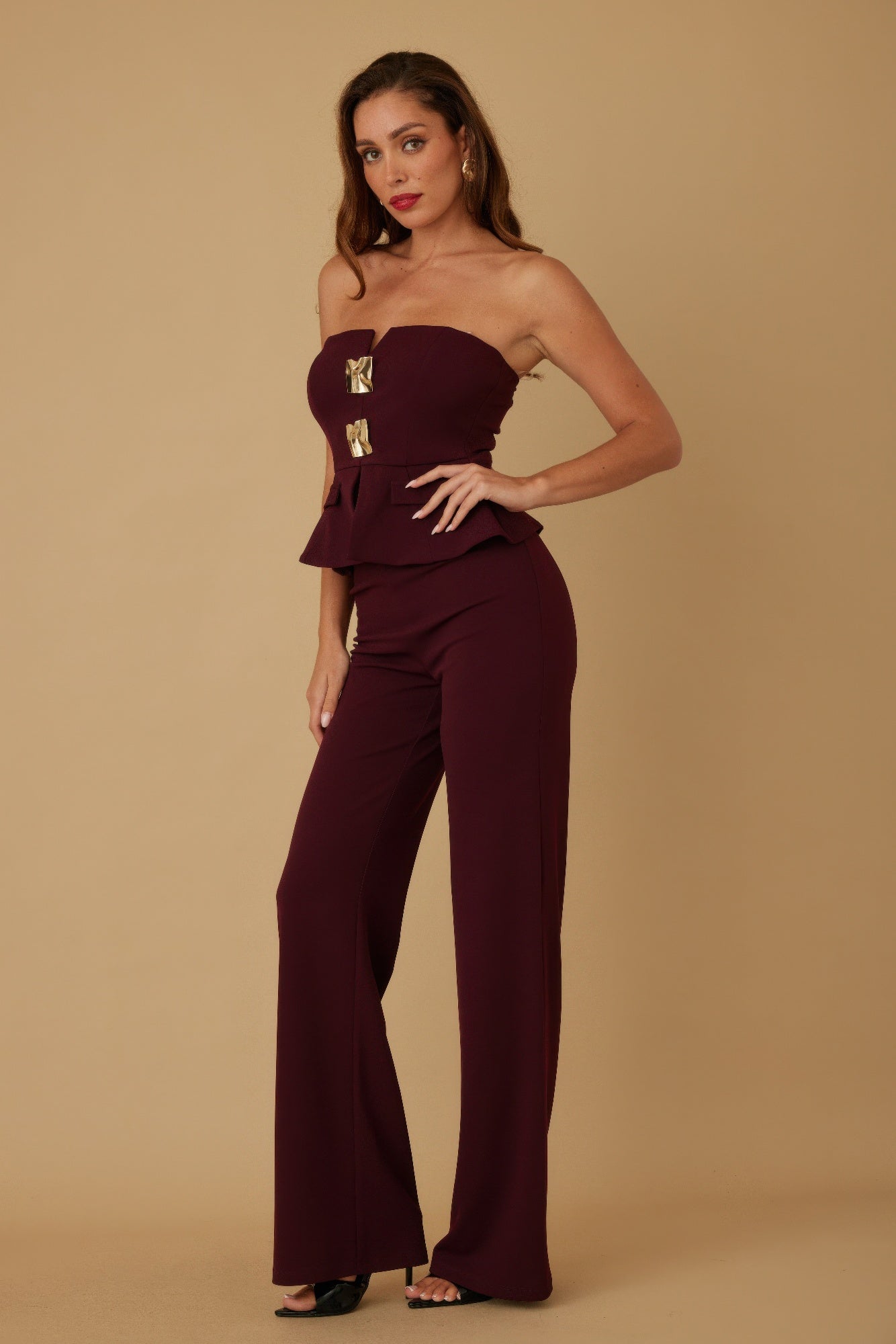 Scrunched Golden Stone Strapless Sets - Wear Arielle