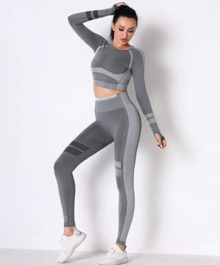 Seamless Long Sleeve Solid Yoga Set - Wear Arielle