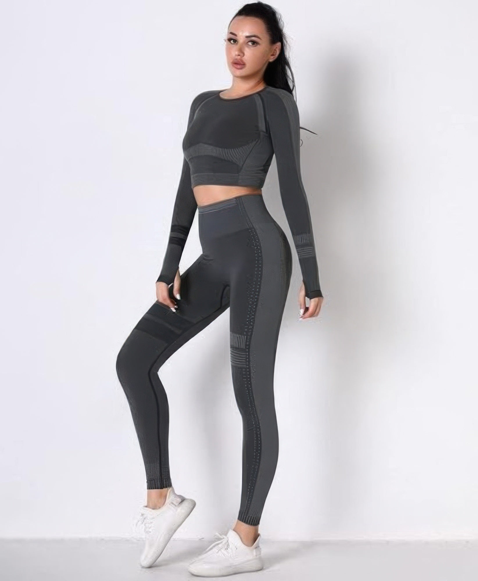 Seamless Long Sleeve Solid Yoga Set - Wear Arielle