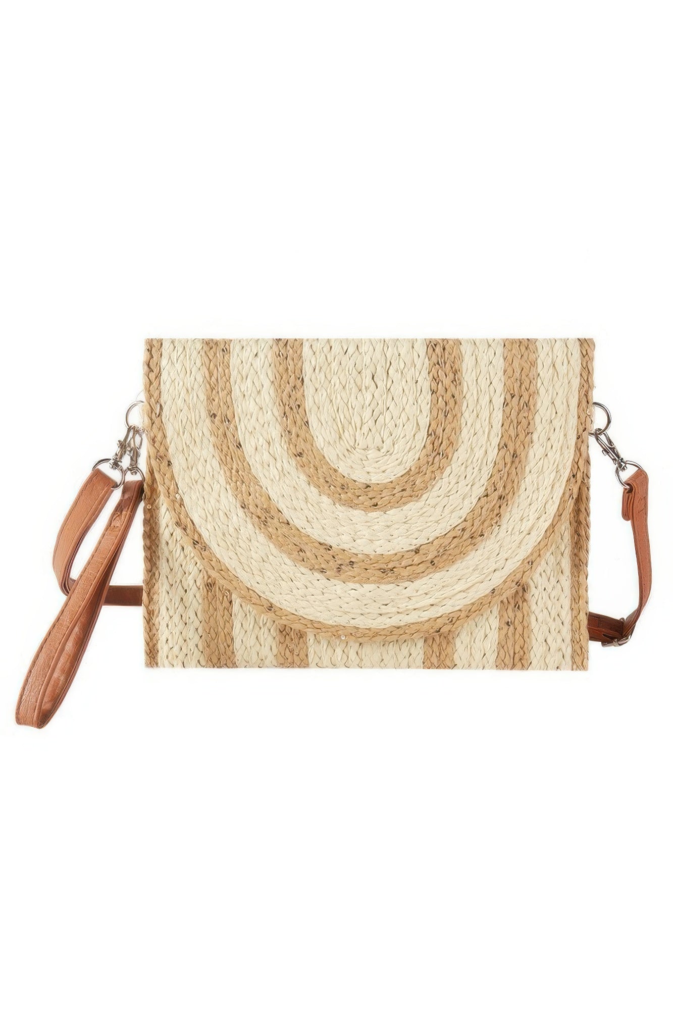 Sequin Mixed Two Tone Straw Clutch & Crossbody Bag - Wear Arielle