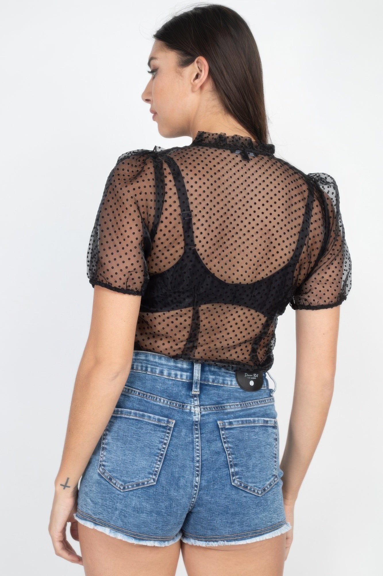 Sheer Ruffle - trim Dot Top - Wear Arielle