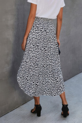 Shirred Waist Asymmetrical Hem Flared Skirt - Wear Arielle