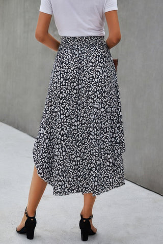 Shirred Waist Asymmetrical Hem Flared Skirt - Wear Arielle