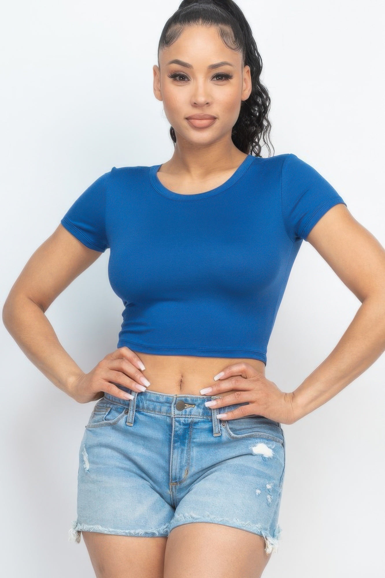 Short Sleeve Roundneck Crop Top - Wear Arielle