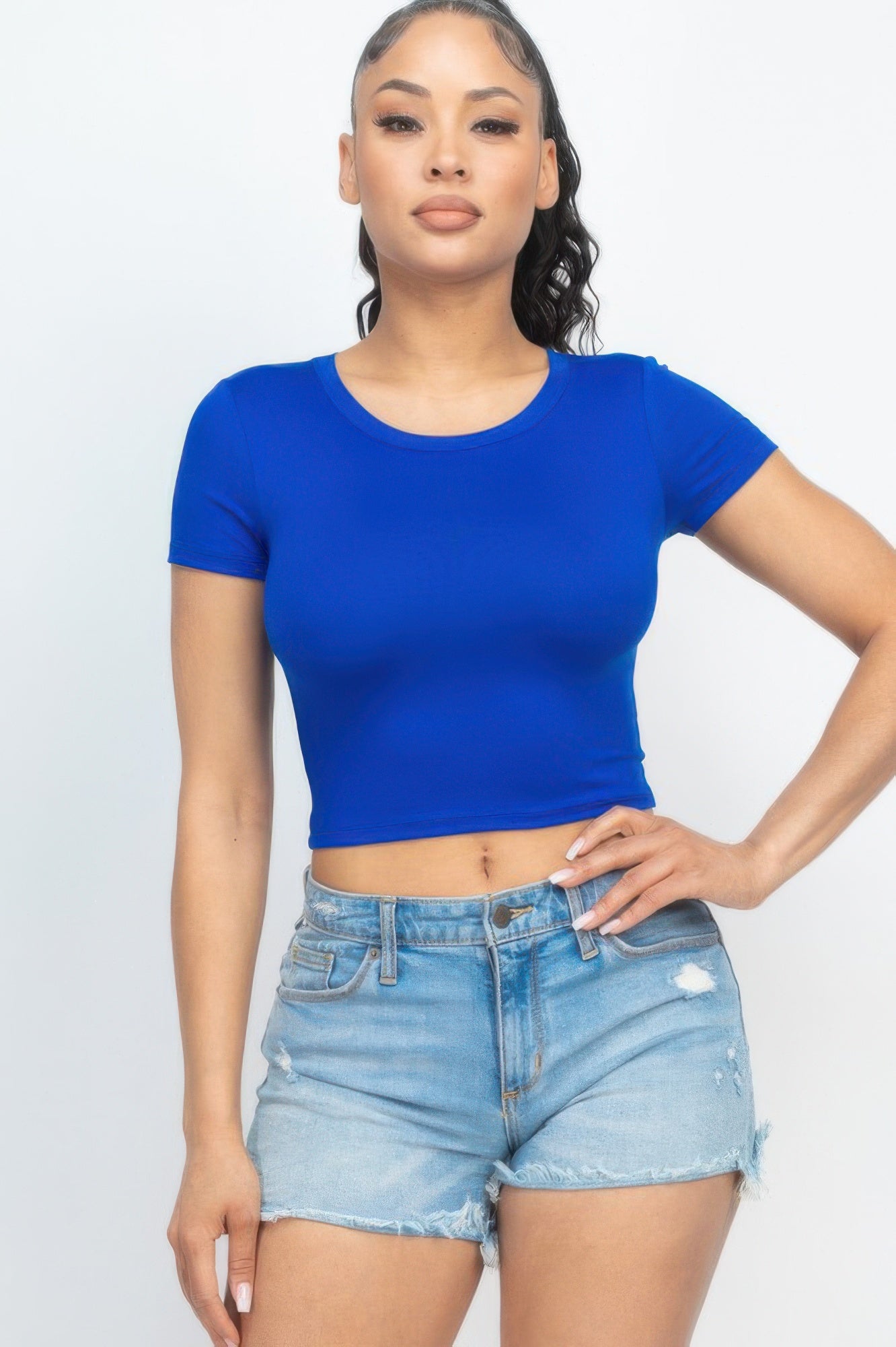 Short Sleeve Roundneck Crop Top - Wear Arielle