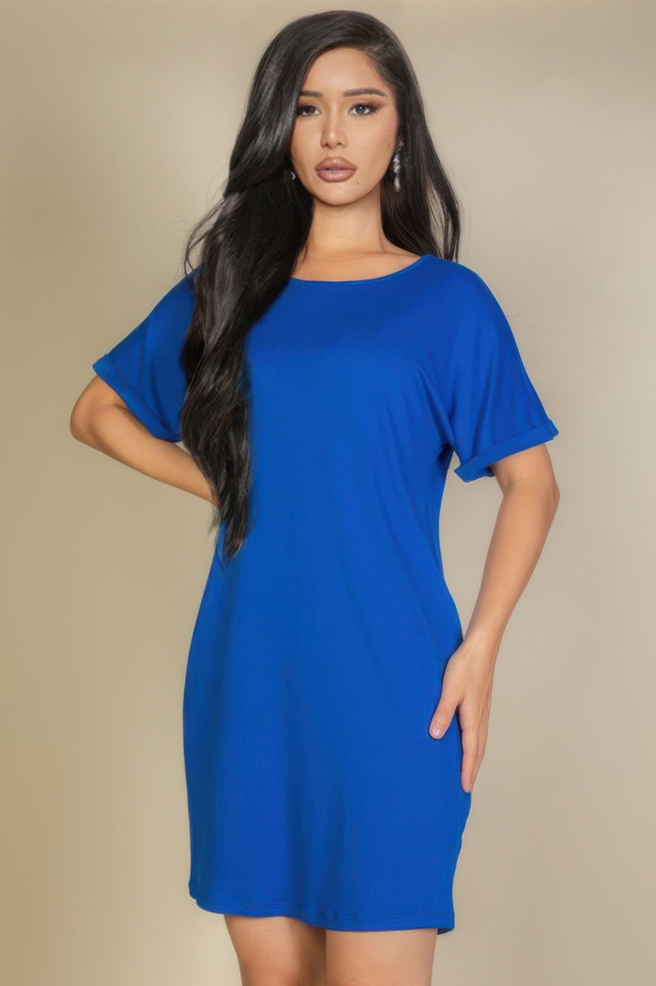 Side Pocket Double Folded Mini Dress - Wear Arielle