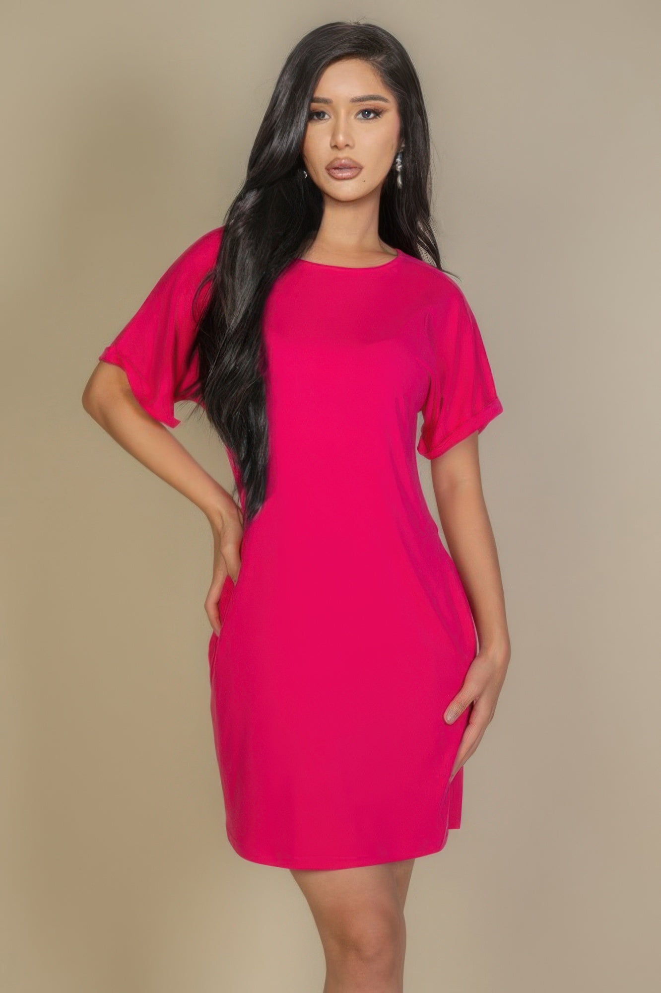 Side Pocket Double Folded Mini Dress - Wear Arielle