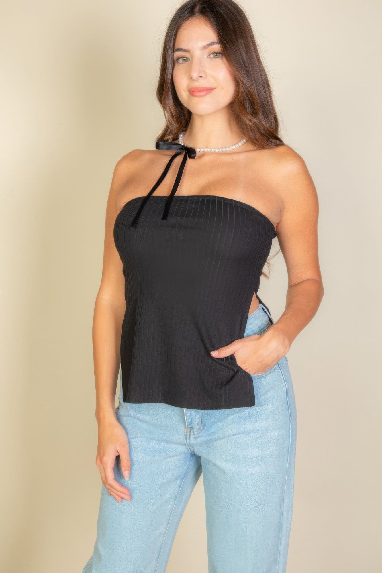 Side Slit Bandeau Tube Top - Wear Arielle