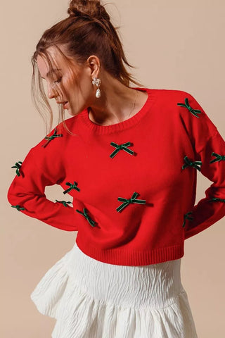 SO ME Ribbon Bow Applique Sweater - Wear Arielle