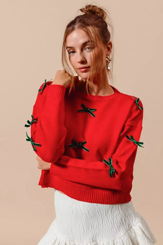 SO ME Ribbon Bow Applique Sweater - Wear Arielle