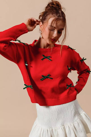 SO ME Ribbon Bow Applique Sweater - Wear Arielle
