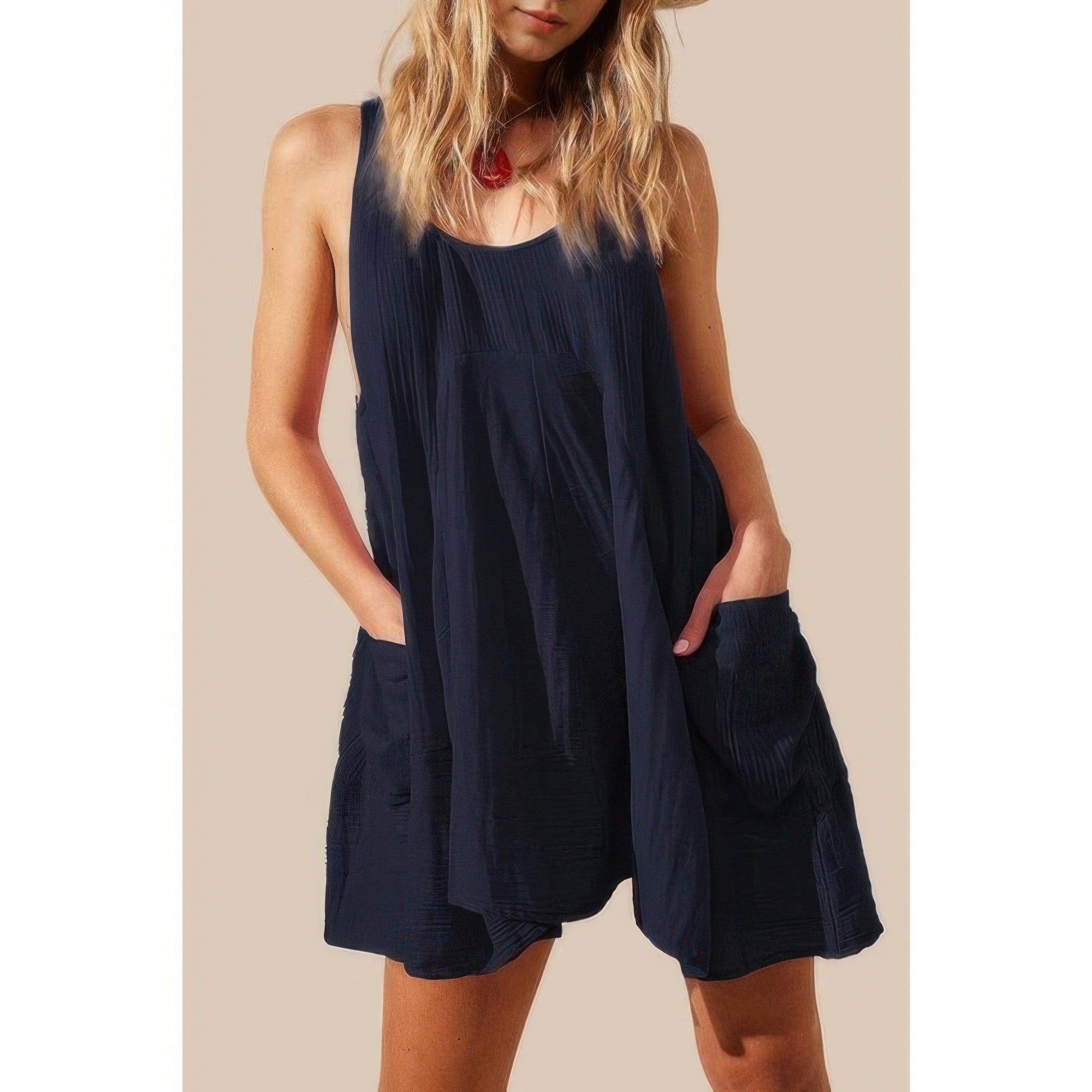 Solid A Line Pockets Low Back Knot Midi Dress - Wear Arielle