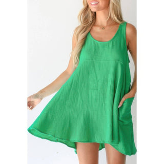 Solid A Line Pockets Low Back Knot Midi Dress - Wear Arielle