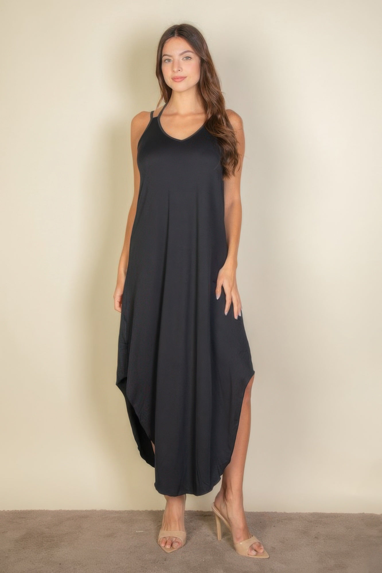 Solid Cami Double Strap Loose Fit Dress - Wear Arielle