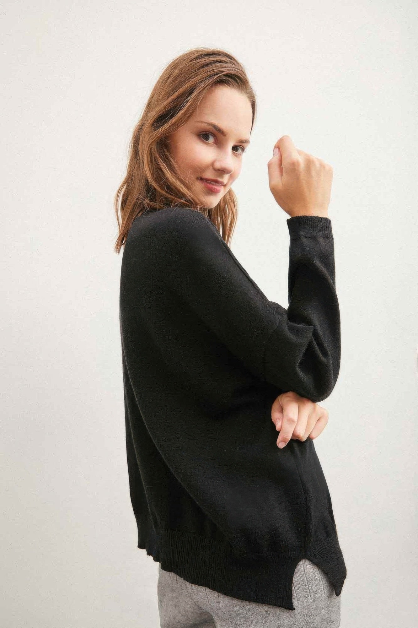 Solid Sweater With Colorful Buttons - Wear Arielle