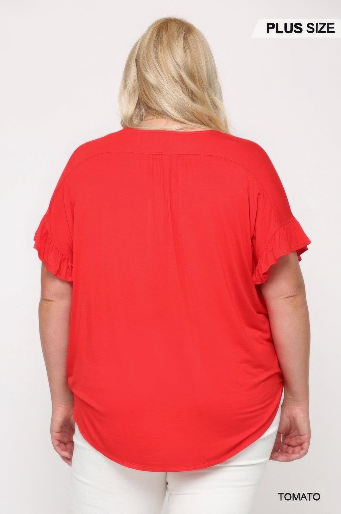 Solid Viscose Knit Surplice Top With Ruffle Sleeve - Wear Arielle
