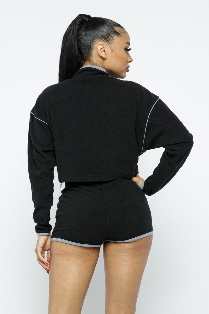 Sporty Crop Top Sporty High - waist Shorts Set - Wear Arielle