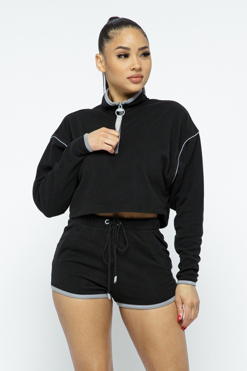Sporty Crop Top Sporty High - waist Shorts Set - Wear Arielle