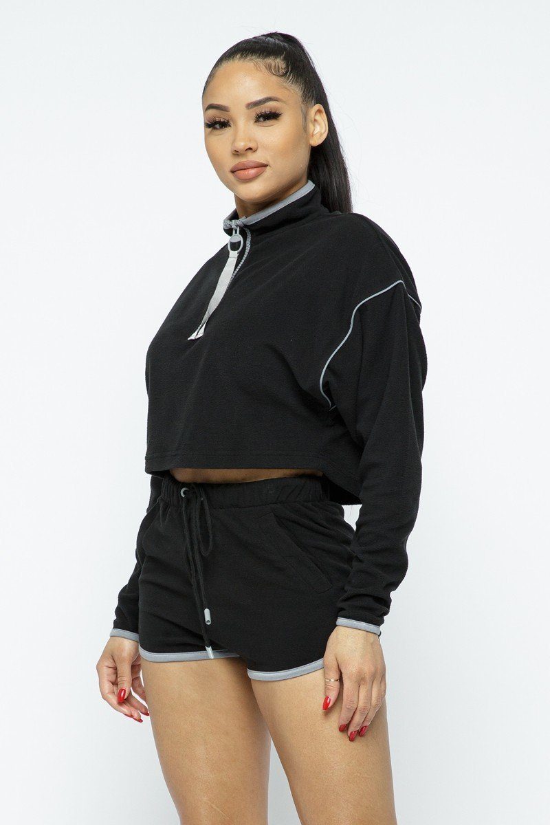 Sporty Crop Top Sporty High - waist Shorts Set - Wear Arielle